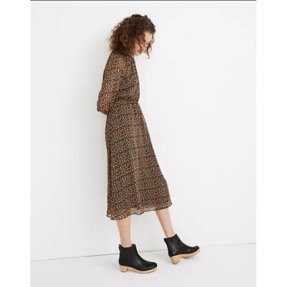 💕MADEWELL💕 Georgette Smocked-Neck Midi Dress Folktale Paisley Large L NWT - Picture 6 of 16